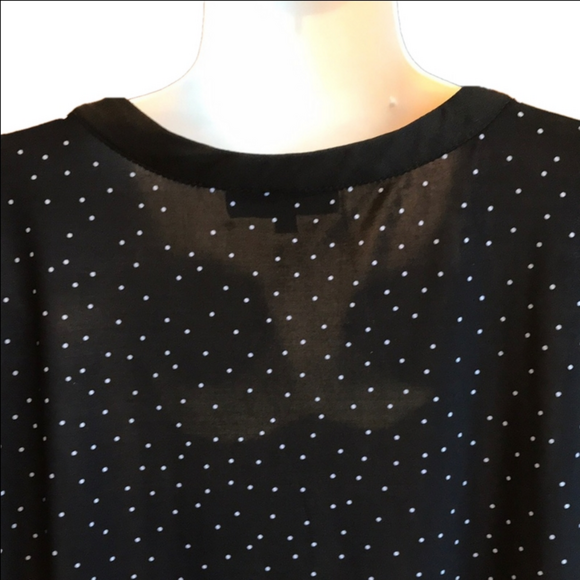 2/25 Lily Morgan Black w White Polka Dots Cap Sleeve Blouse Women's 2X - Picture 8 of 14